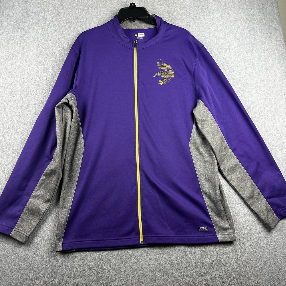 Minnesota Vikings Jacket Mens Large Purple Gray NFL Football Full Zip TX3 Cool
